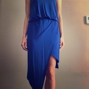 Blue Asymmetrical Midi Dress
